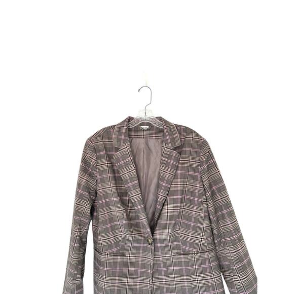 Lascana Pink Plaid Preppy Academia Work Career Single Breasted Blazer Size 14 - Picture 4 of 12
